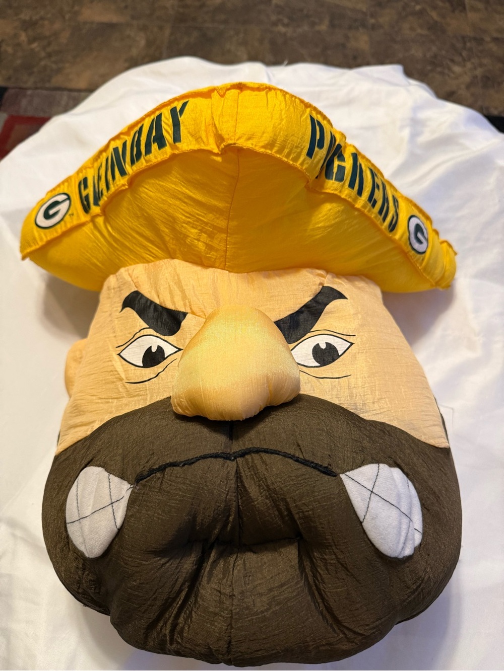 Green Bay Packers Yellow Team Mascot Cheesehead Pillow